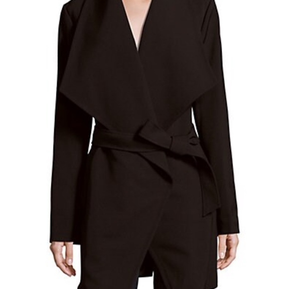 T Tahari Shawl collar wrap coat Black X-Small - Picture 2 of 2